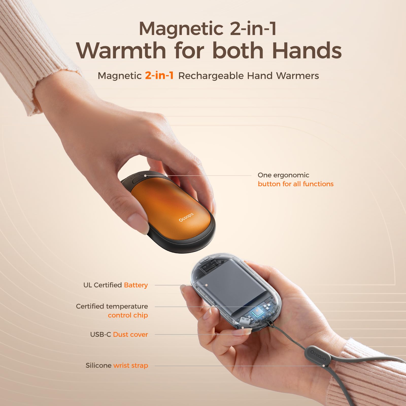 Magnetic Hand Warmers Rechargeable 2 Pack