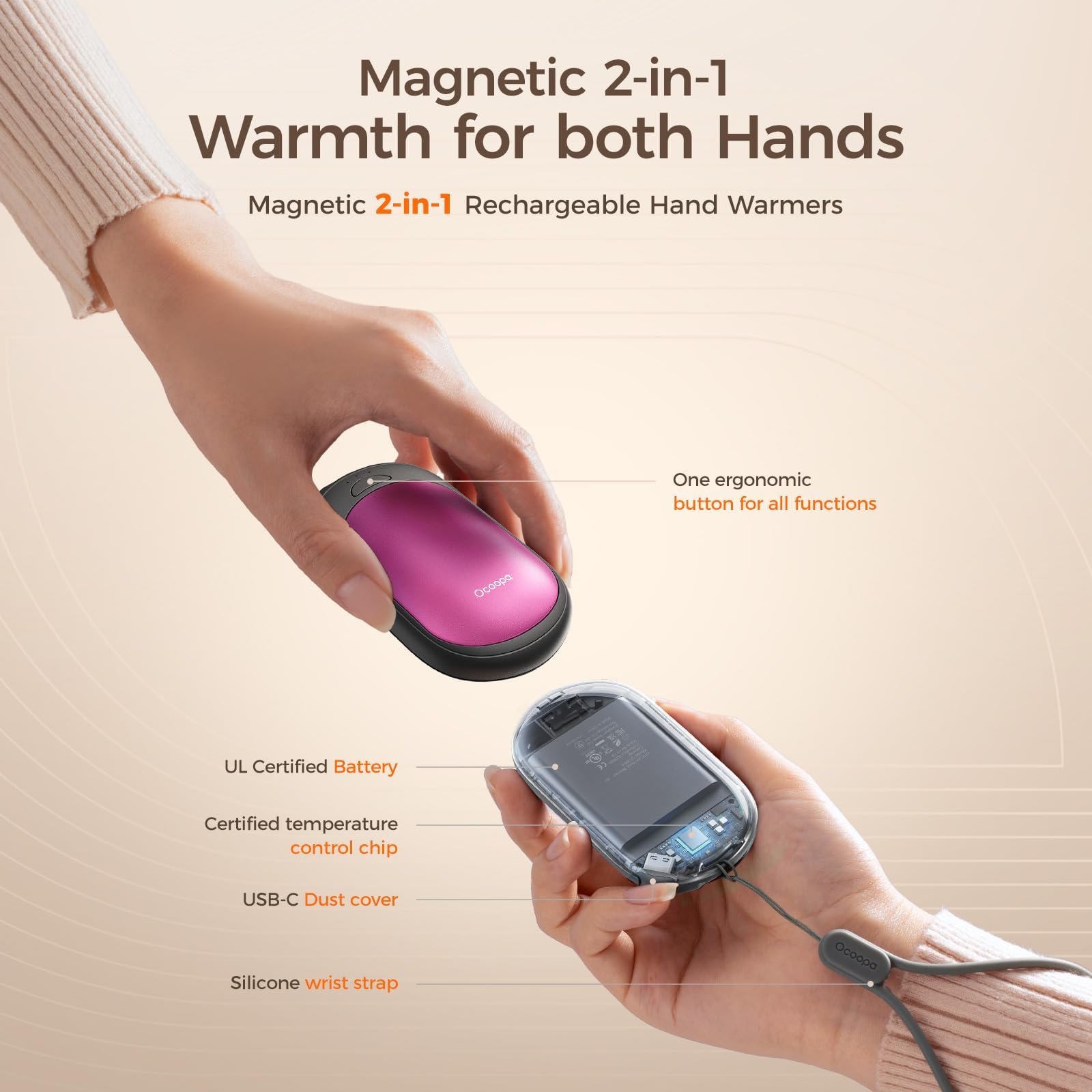 Magnetic Hand Warmers Rechargeable 2 Pack
